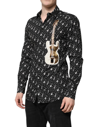 Camisa Dolce &amp; Gabbana con adornos de instrumentos dorados en negro