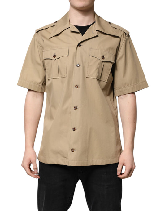 Camisa de manga corta con estampado gráfico marrón de Dolce &amp; Gabbana