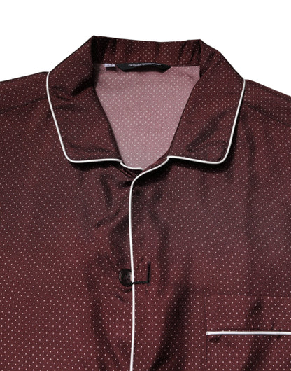Camisa de manga larga con lunares de seda burdeos de Dolce &amp; Gabbana