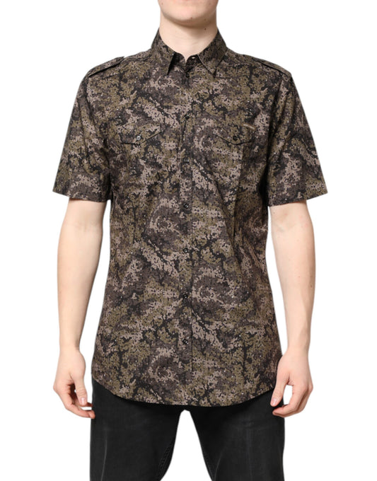 Camisa Dolce &amp; Gabbana con botones de camuflaje multicolor dorado