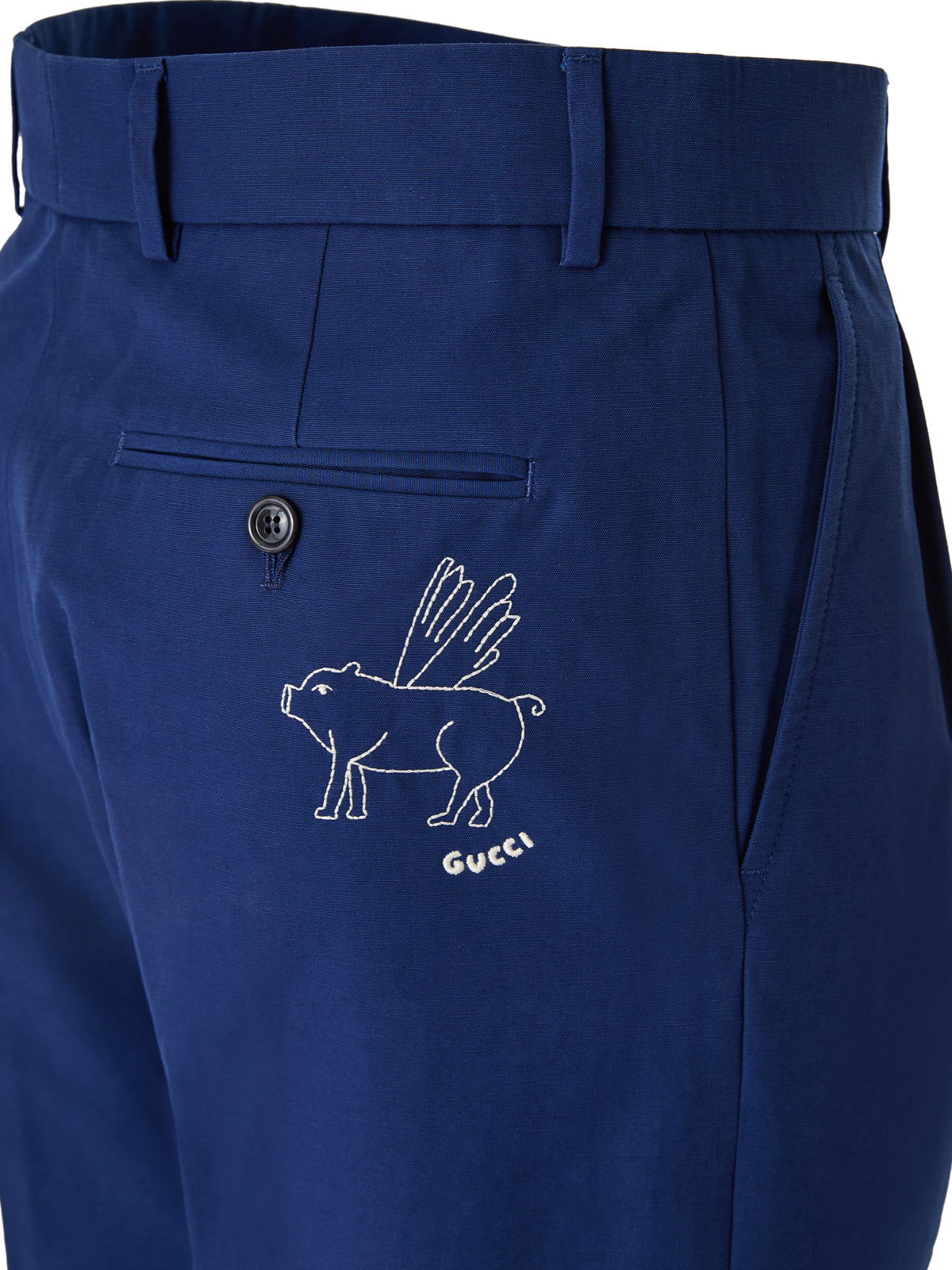 Pantalones clásicos de algodón azul Gucci