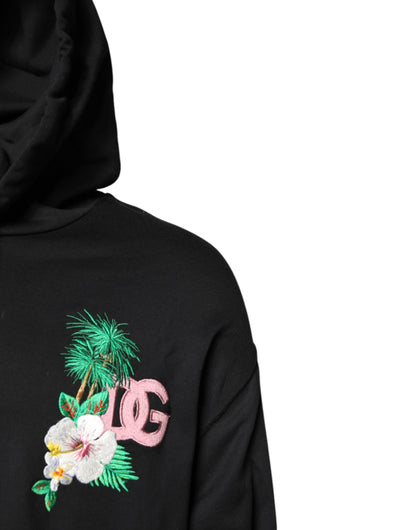 Sweat-shirt à capuche brodé noir Dolce &amp; Gabbana