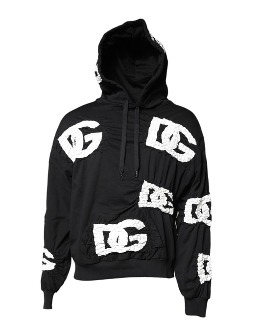 Sweat-shirt à capuche imprimé logo noir Dolce &amp; Gabbana
