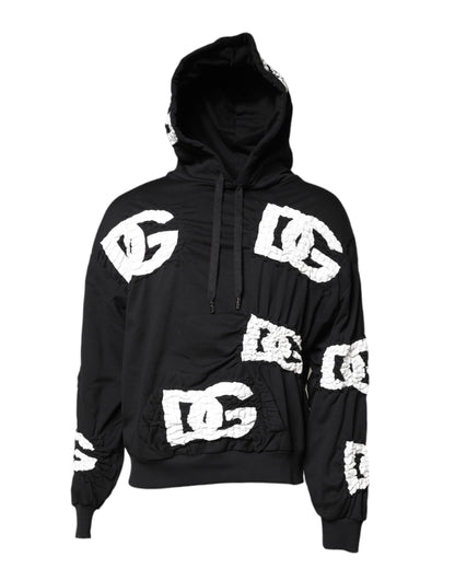 Sweat-shirt à capuche imprimé logo noir Dolce &amp; Gabbana