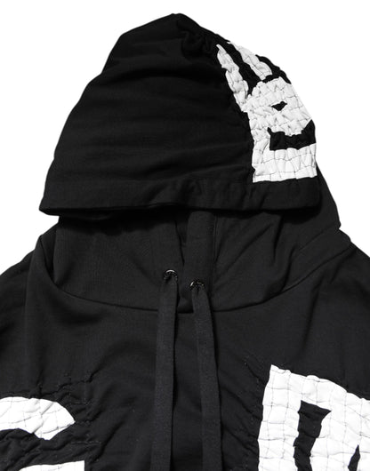 Sweat-shirt à capuche imprimé logo noir Dolce &amp; Gabbana