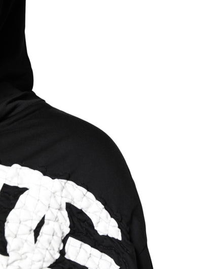 Sweat-shirt à capuche imprimé logo noir Dolce &amp; Gabbana
