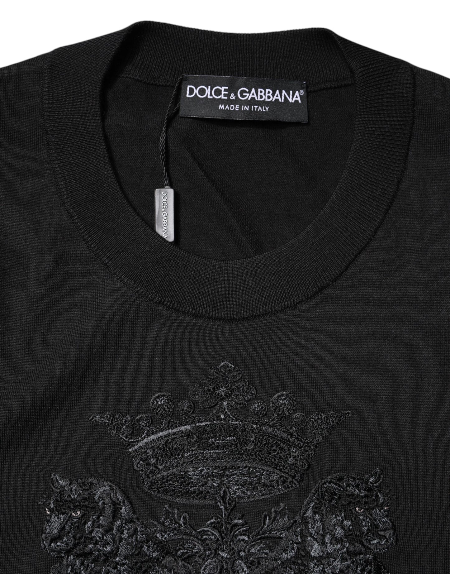 Pull Dolce &amp; Gabbana noir brodé de couronnes DG