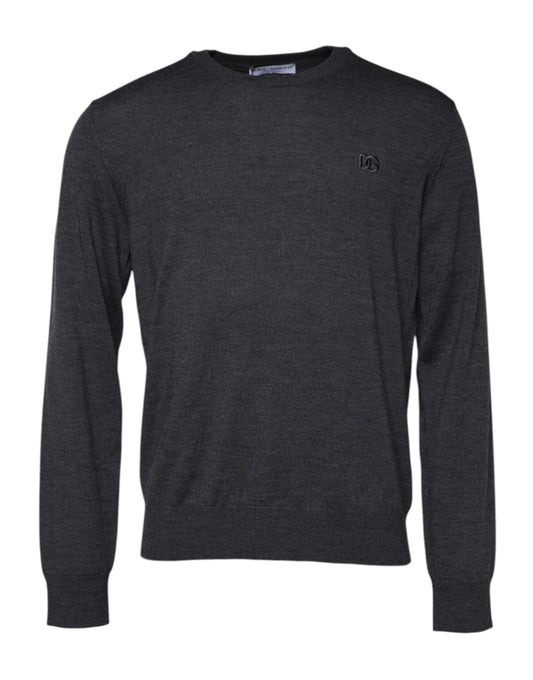Suéter de punto con logotipo de lana gris de Dolce &amp; Gabbana para hombre