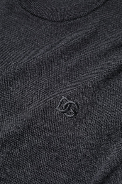 Suéter de punto con logotipo de lana gris de Dolce &amp; Gabbana para hombre