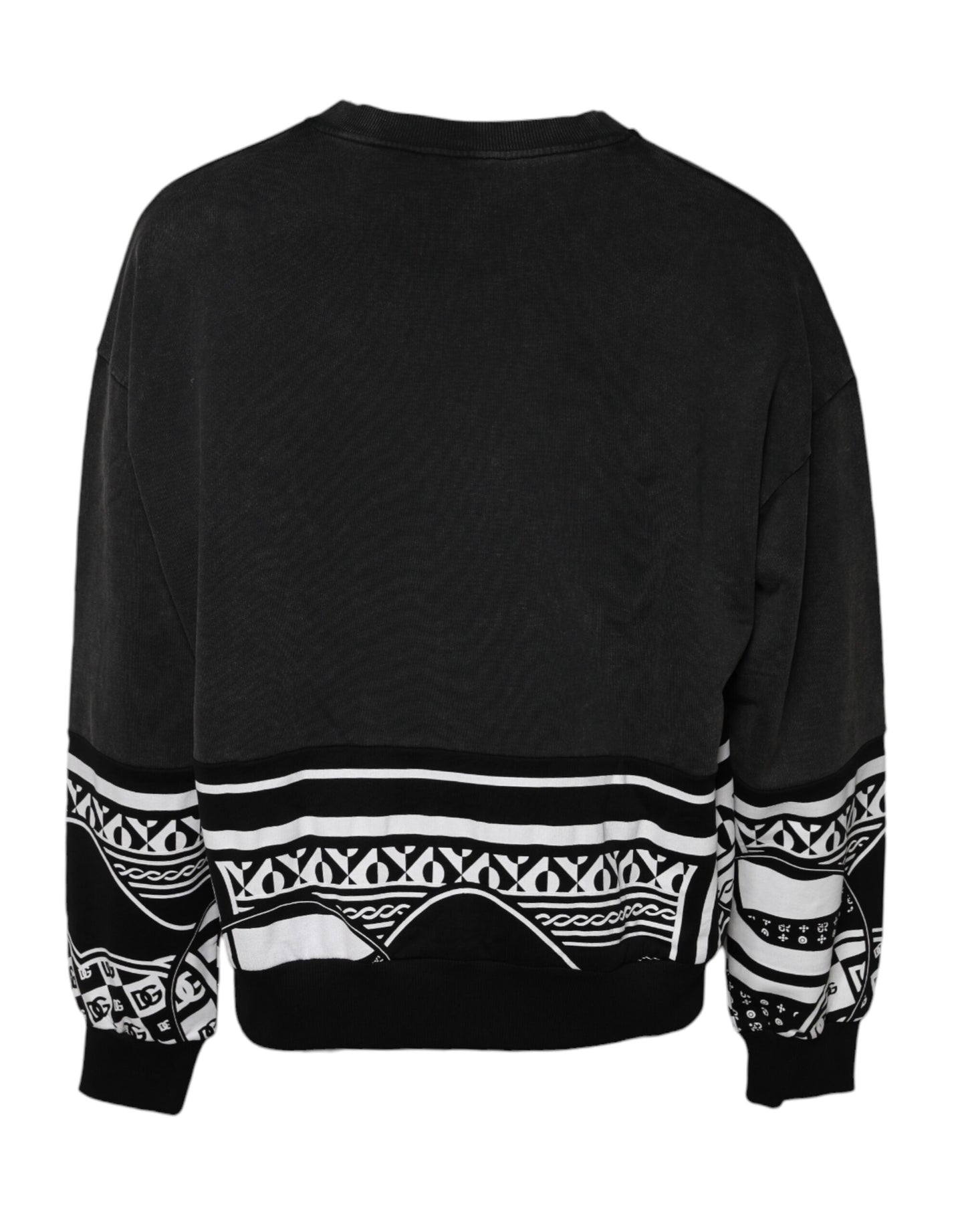 Pull en coton noir imprimé logo Dolce &amp; Gabbana