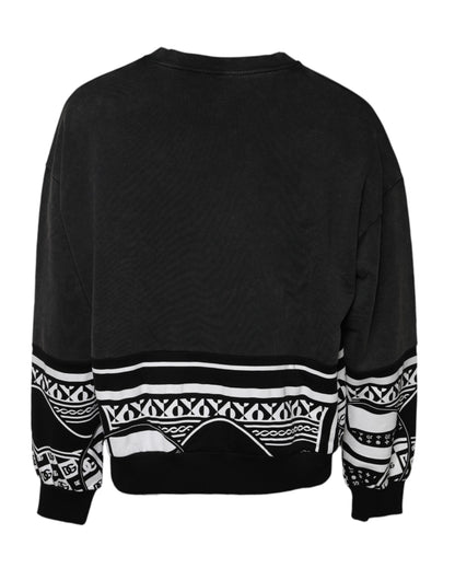 Pull en coton noir imprimé logo Dolce &amp; Gabbana