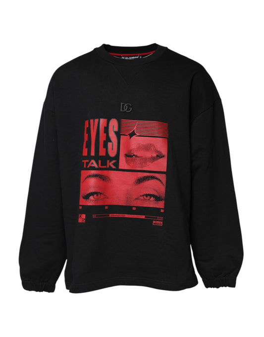Pull en coton noir à imprimé graphique Dolce &amp; Gabbana