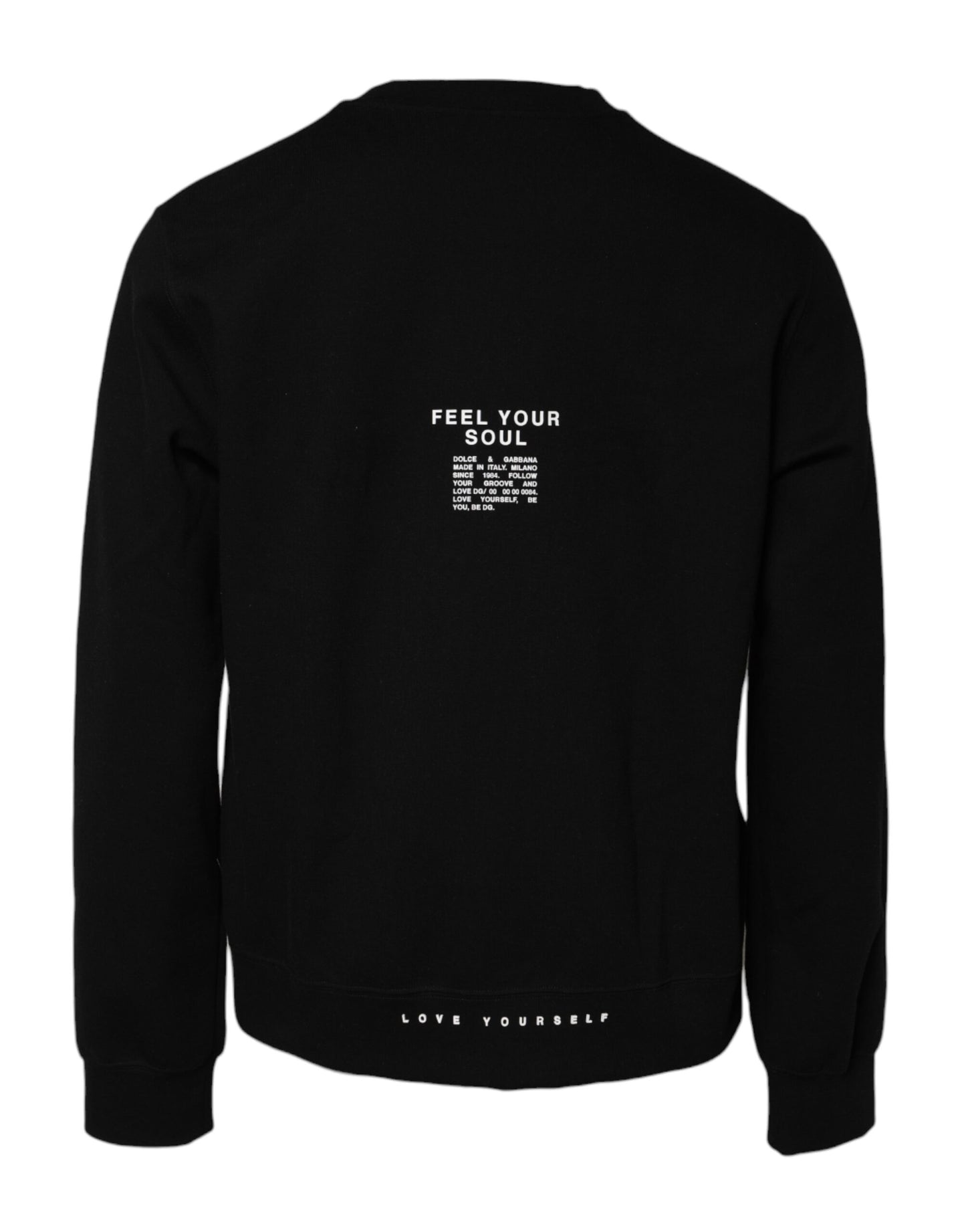 Pull en maille de coton noir avec logo Dolce &amp; Gabbana