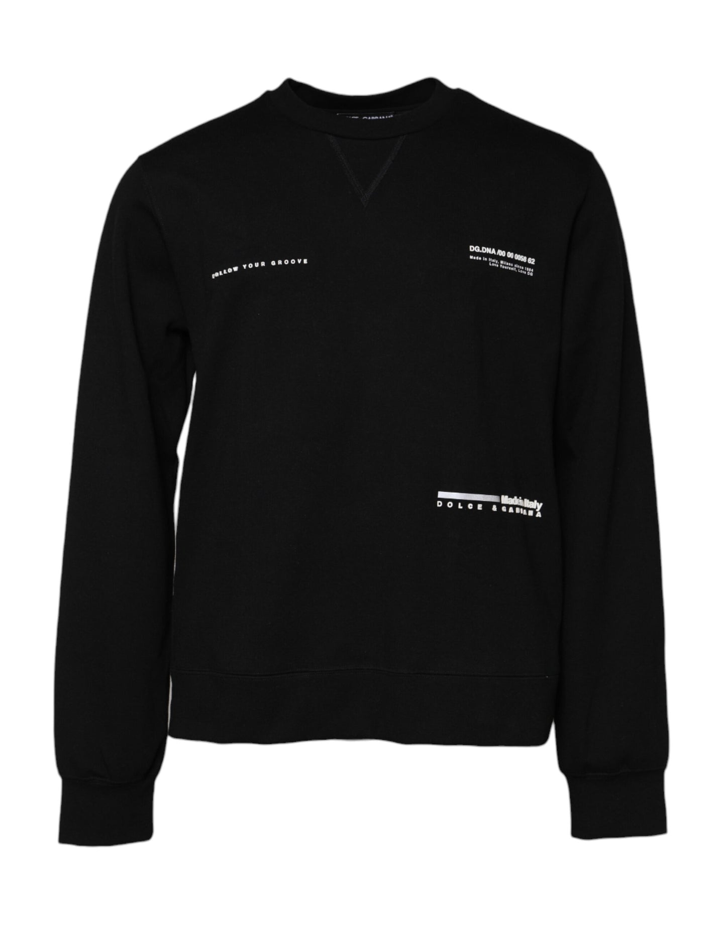 Pull en maille de coton noir avec logo Dolce &amp; Gabbana