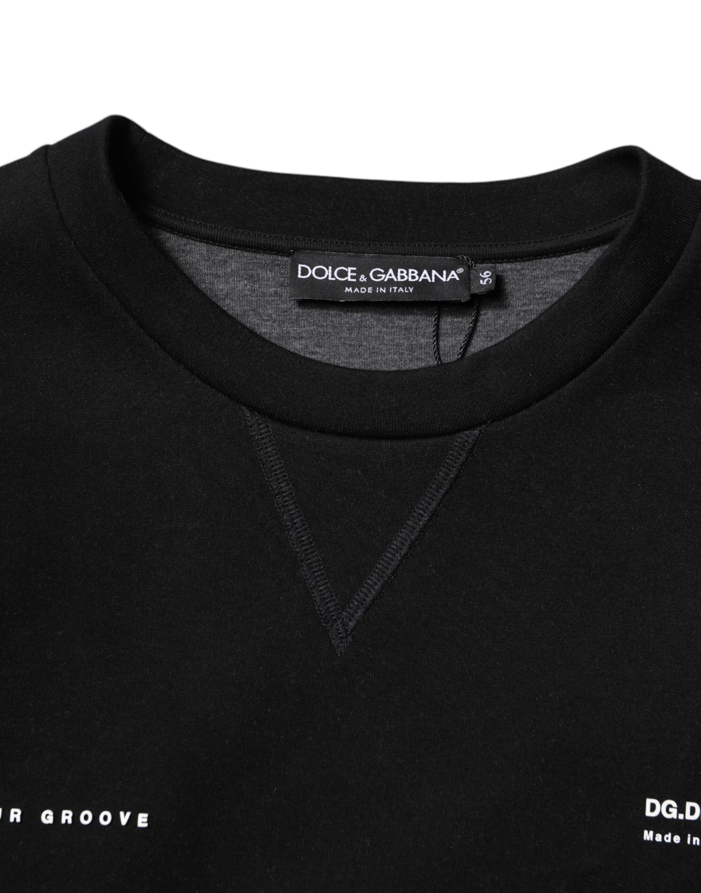 Pull en maille de coton noir avec logo Dolce &amp; Gabbana