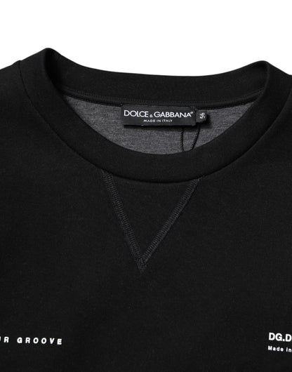 Pull en maille de coton noir avec logo Dolce &amp; Gabbana