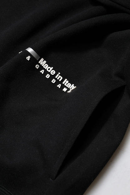 Pull en maille de coton noir avec logo Dolce &amp; Gabbana
