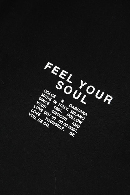 Pull en maille de coton noir avec logo Dolce &amp; Gabbana