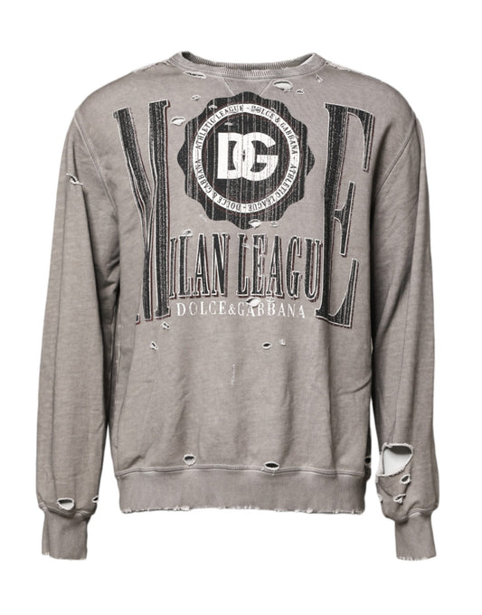 Pull ras du cou à imprimé logo gris Dolce &amp; Gabbana