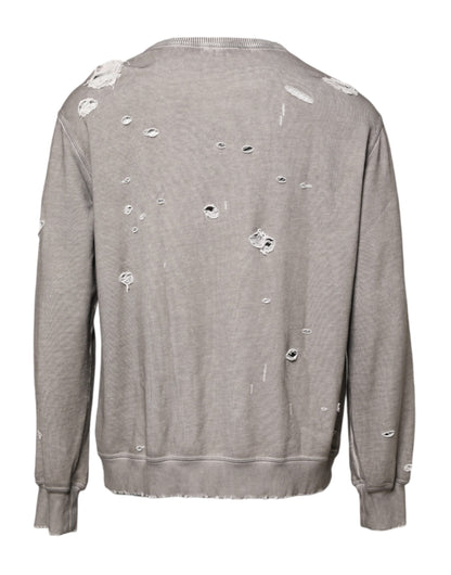 Pull ras du cou à imprimé logo gris Dolce &amp; Gabbana