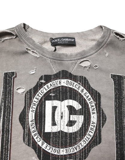 Pull ras du cou à imprimé logo gris Dolce &amp; Gabbana