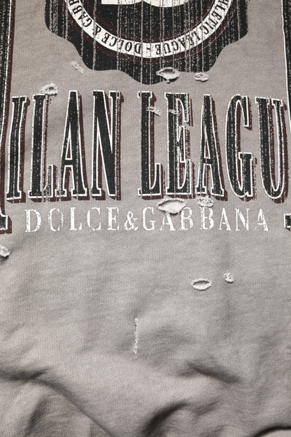 Pull ras du cou à imprimé logo gris Dolce &amp; Gabbana