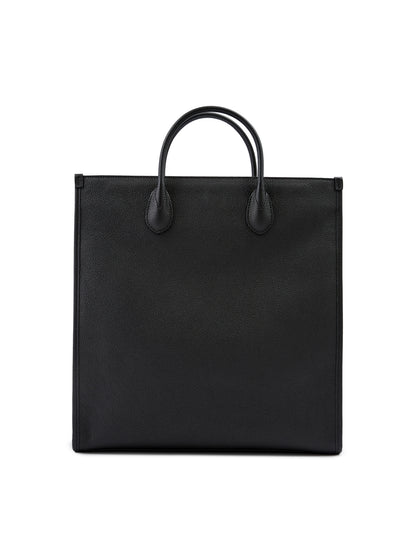 Sac fourre-tout moyen en cuir noir avec logo Gucci