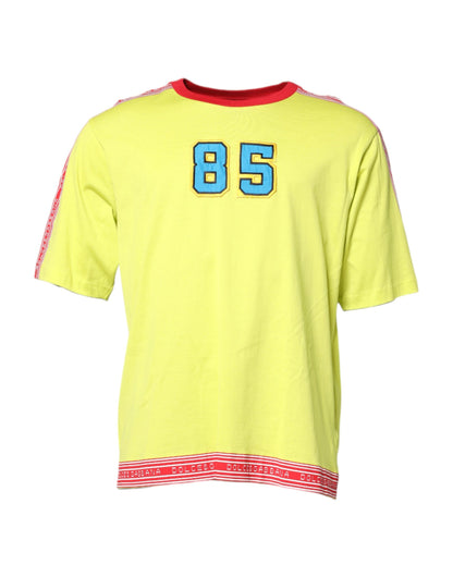Camiseta de cuello redondo con parche de algodón 85 verde de Dolce &amp; Gabbana