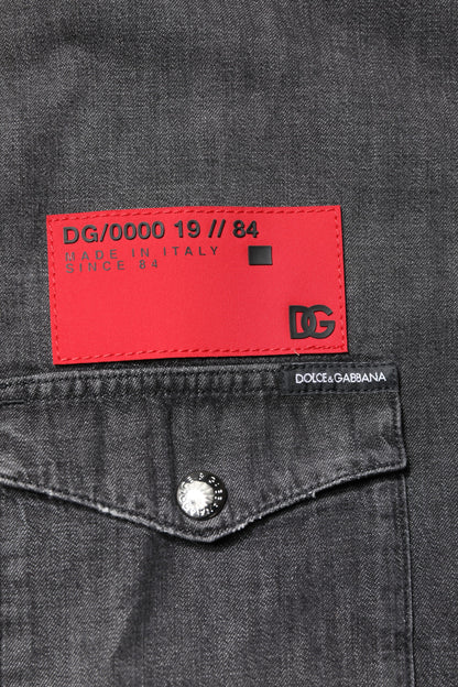 Dolce &amp; Gabbana Gray Long Sleeves Button Down Denim Shirt