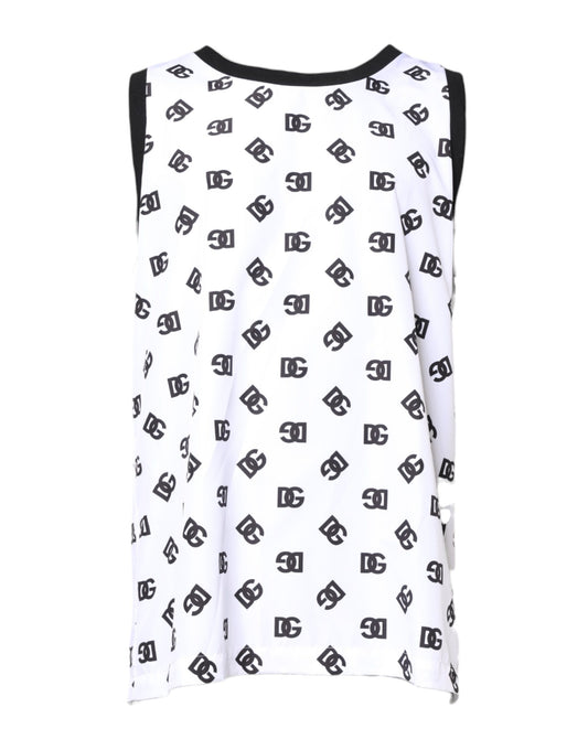 Dolce &amp; Gabbana White Polyester Sleeveless DG Logo T-shirt