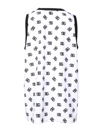 Dolce &amp; Gabbana White Polyester Sleeveless DG Logo T-shirt