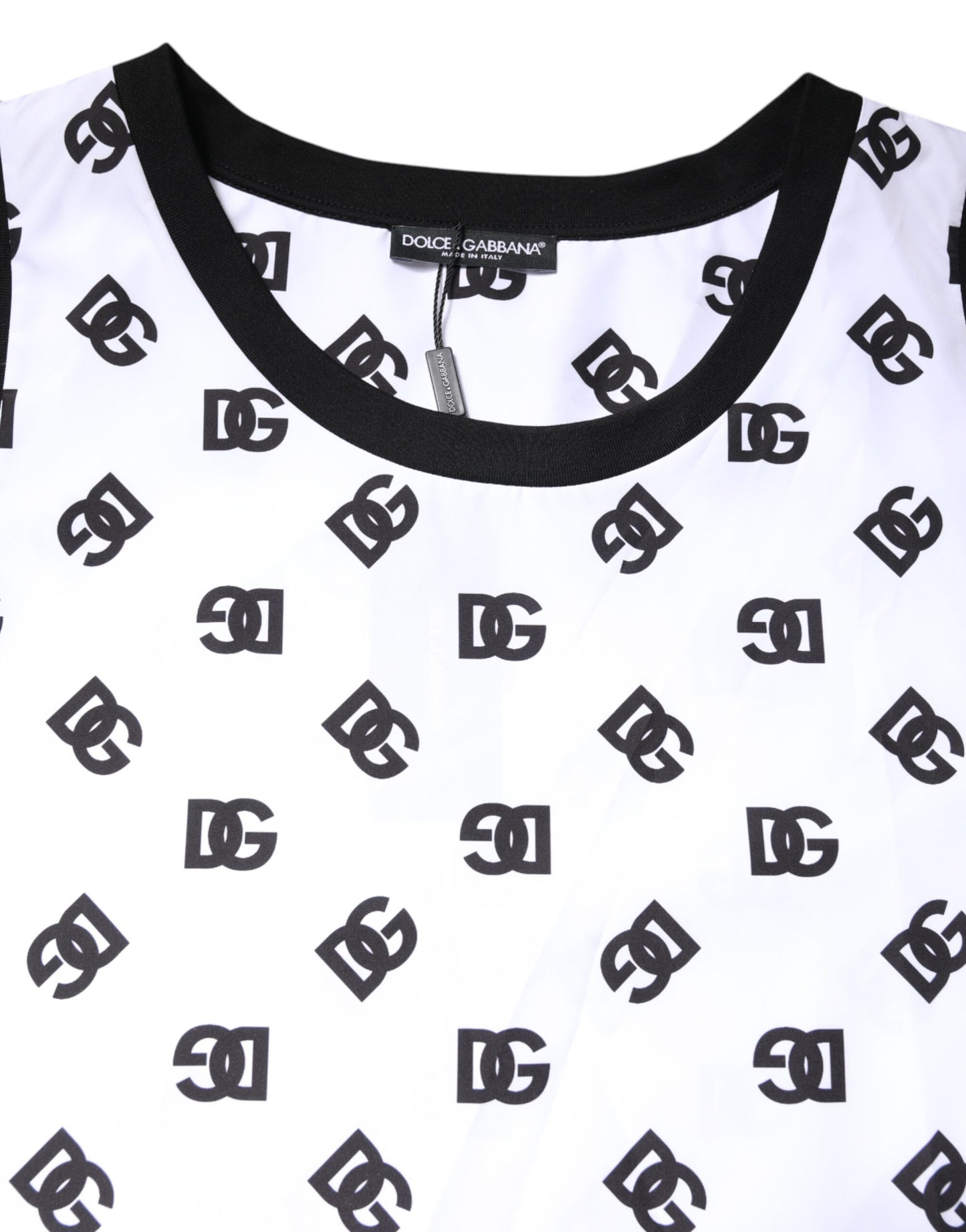 Dolce &amp; Gabbana White Polyester Sleeveless DG Logo T-shirt