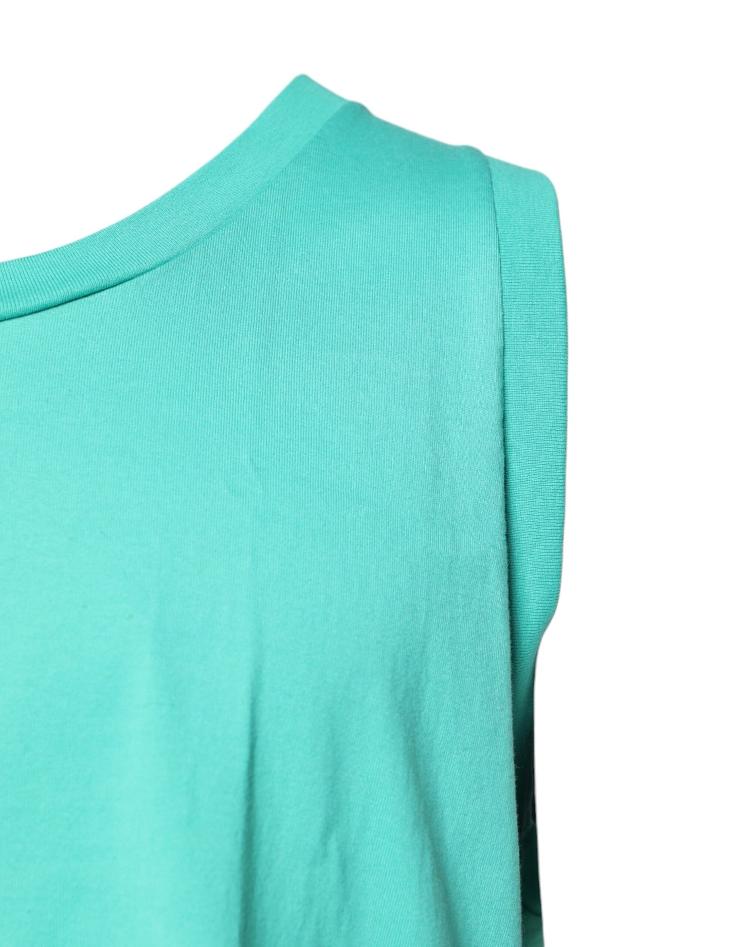 Dolce &amp; Gabbana Green Sleeveless Logo Round Neck T-shirt