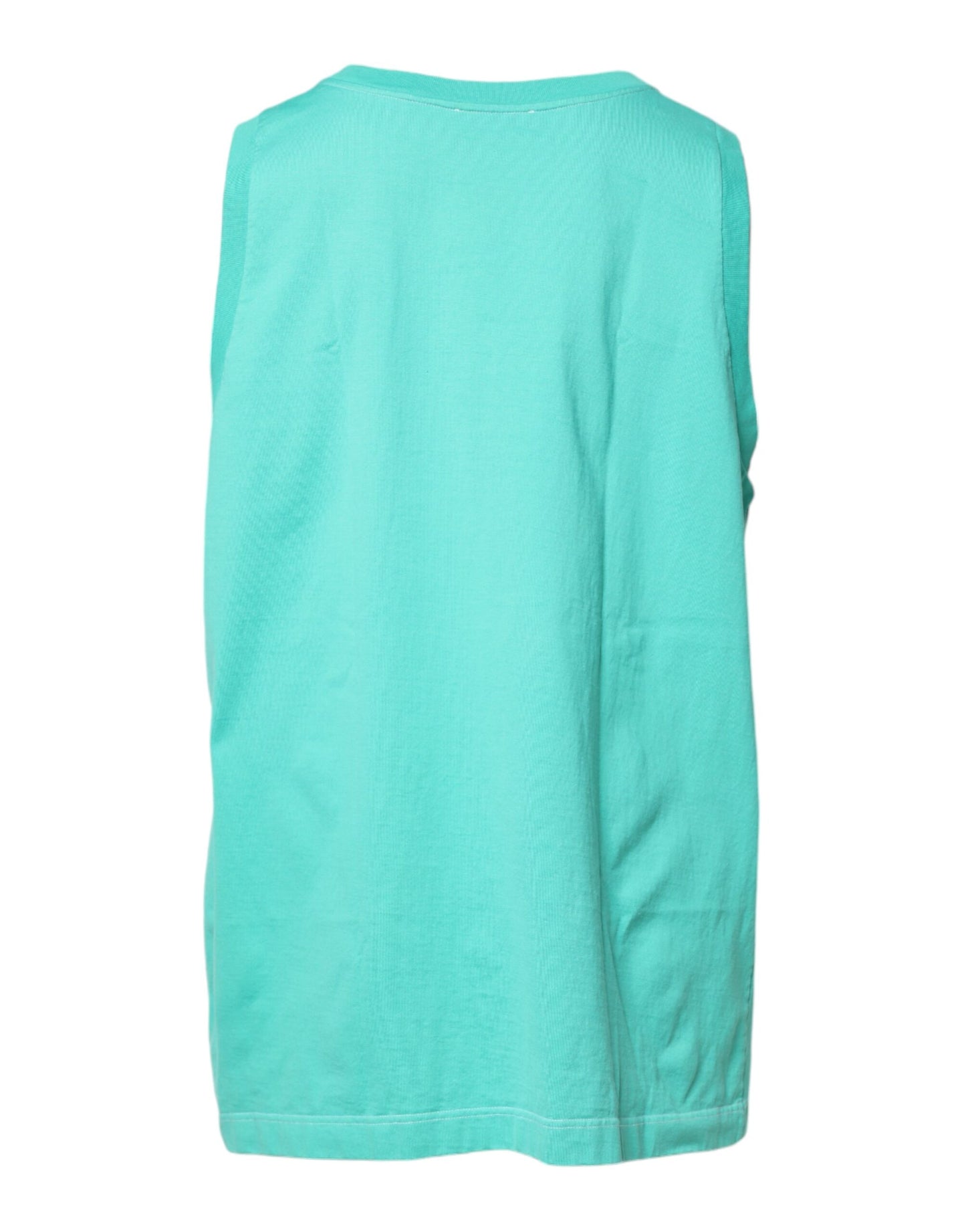 Dolce &amp; Gabbana Green Sleeveless Logo Round Neck T-shirt
