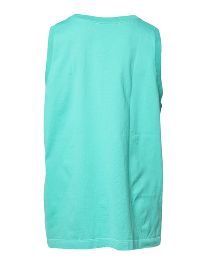 Dolce &amp; Gabbana Green Sleeveless Logo Round Neck T-shirt