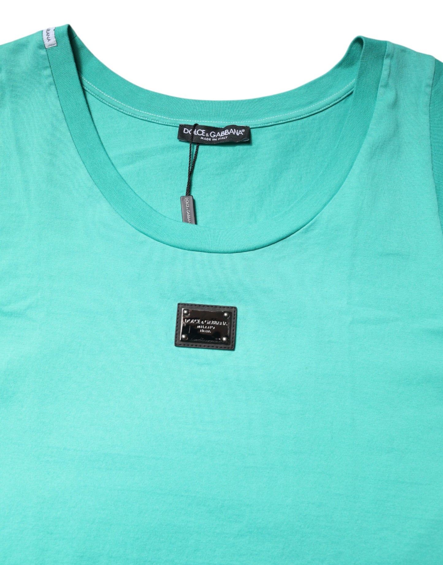Dolce &amp; Gabbana Green Sleeveless Logo Round Neck T-shirt