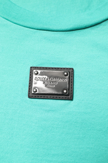 Dolce &amp; Gabbana Green Sleeveless Logo Round Neck T-shirt