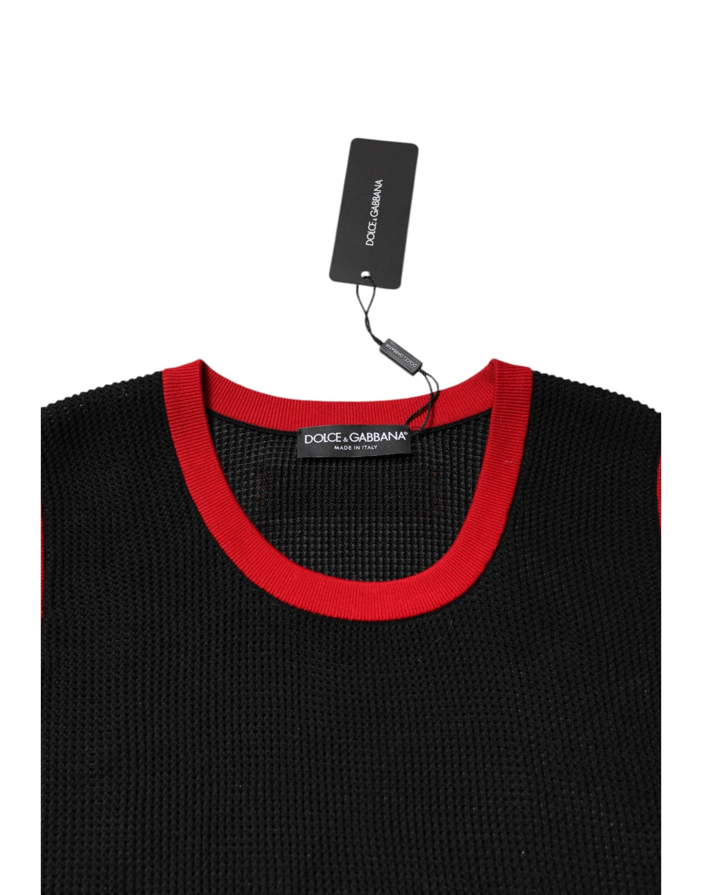 Dolce &amp; Gabbana Black Cotton Slim Fit Round Neck T-shirt