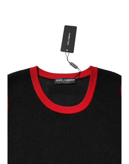 Dolce &amp; Gabbana Black Cotton Slim Fit Round Neck T-shirt