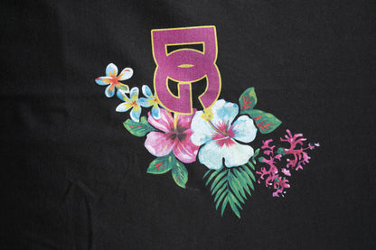 Dolce &amp; Gabbana Black Cotton DG Floral Print Crewneck T-shirt