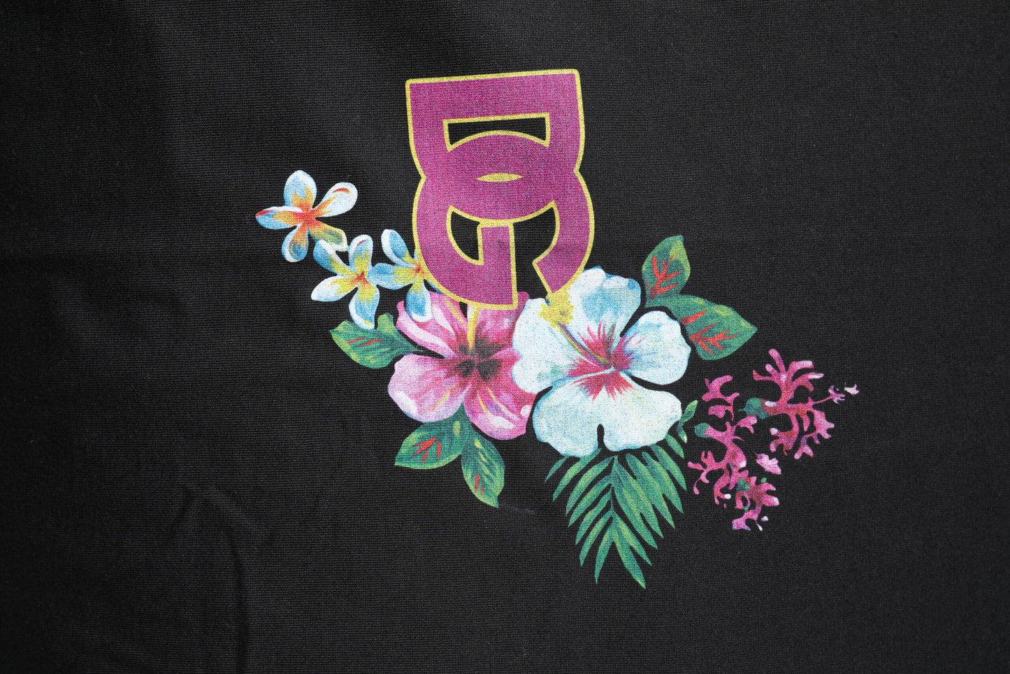 Dolce &amp; Gabbana Black DG Floral Print Crew Neck T-shirt