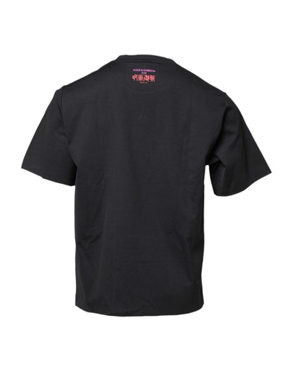 Dolce &amp; Gabbana Black Cotton Graphic Print Crew Neck T-shirt