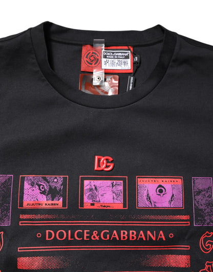 Dolce &amp; Gabbana Black Cotton Graphic Print Crew Neck T-shirt