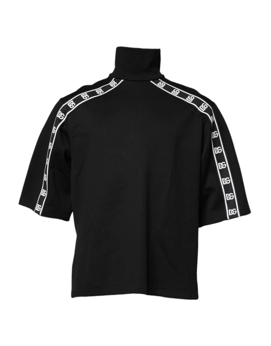 T-shirt à col roulé en coton noir imprimé DG Dolce &amp; Gabbana
