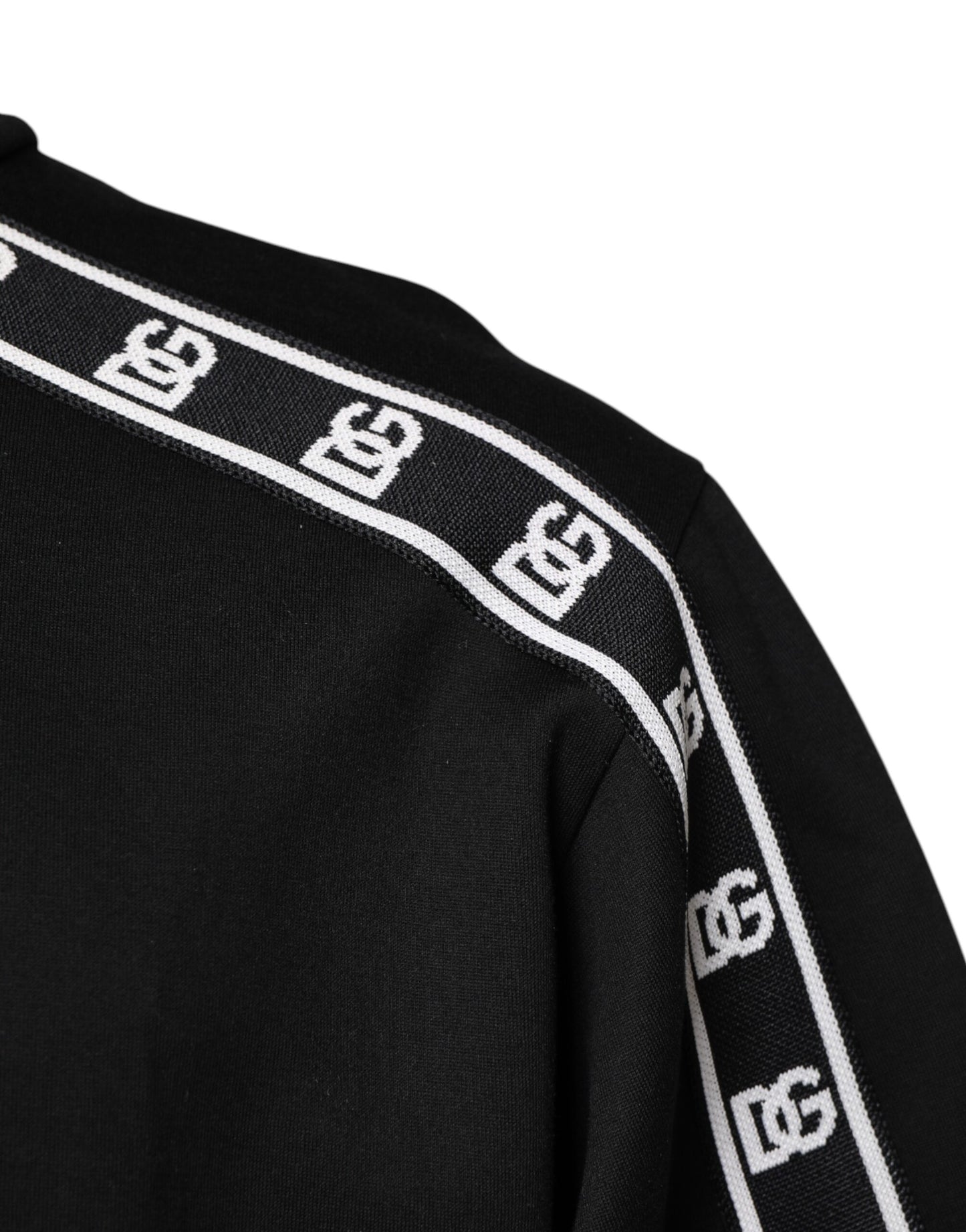 Dolce &amp; Gabbana Black Cotton DG Print Turtleneck T-shirt
