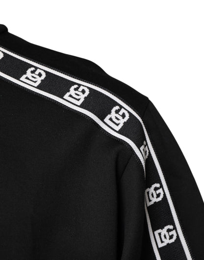 Dolce &amp; Gabbana Black Cotton DG Print Turtleneck T-shirt