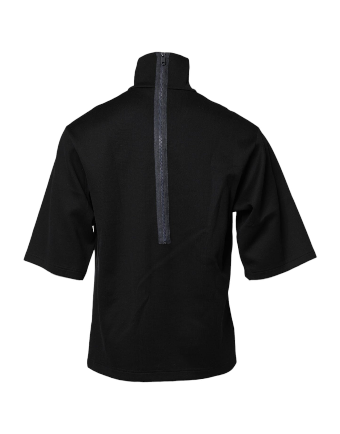 Dolce &amp; Gabbana Black Cotton DG Print Turtleneck T-shirt