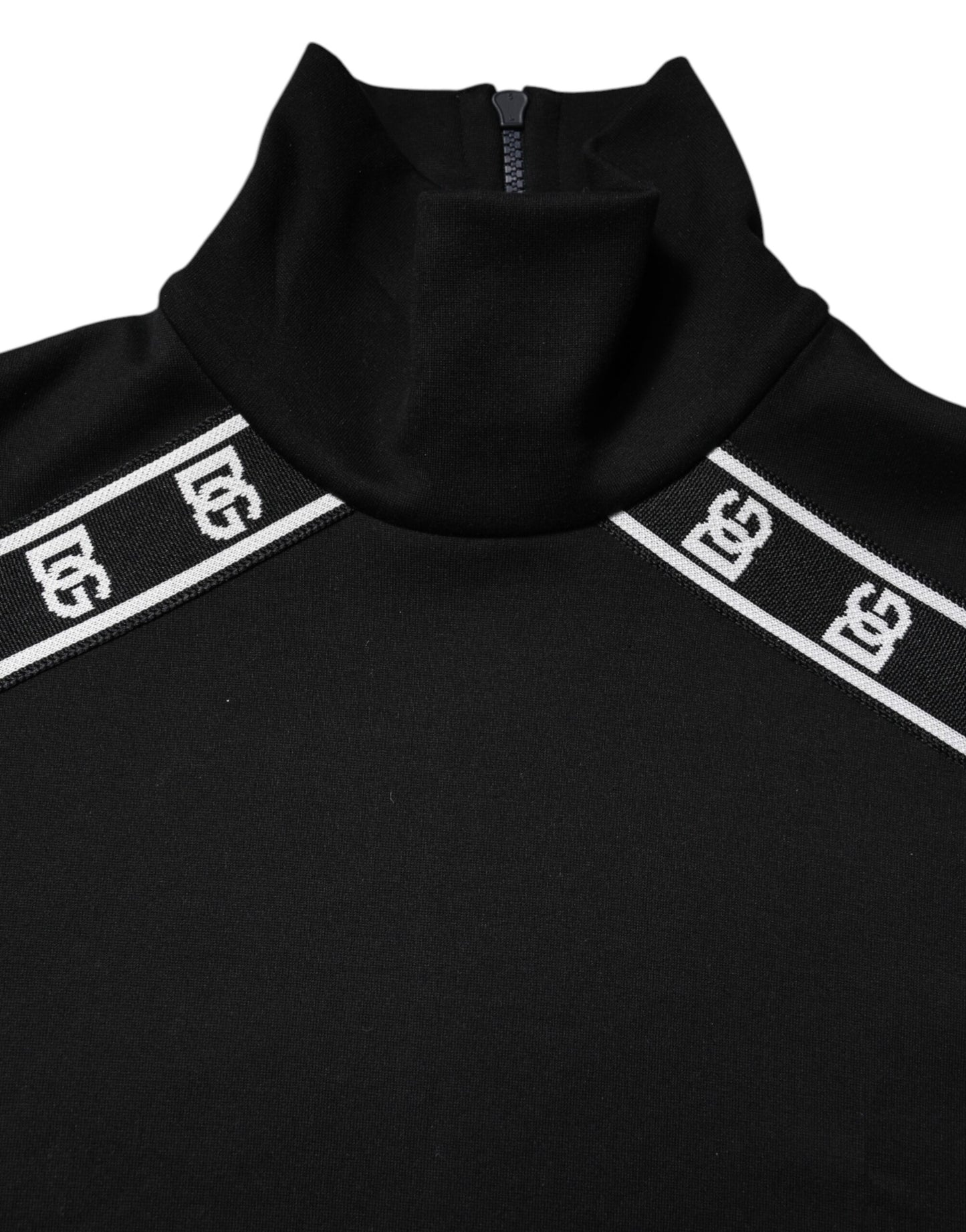 Dolce &amp; Gabbana Black Cotton DG Print Turtleneck T-shirt