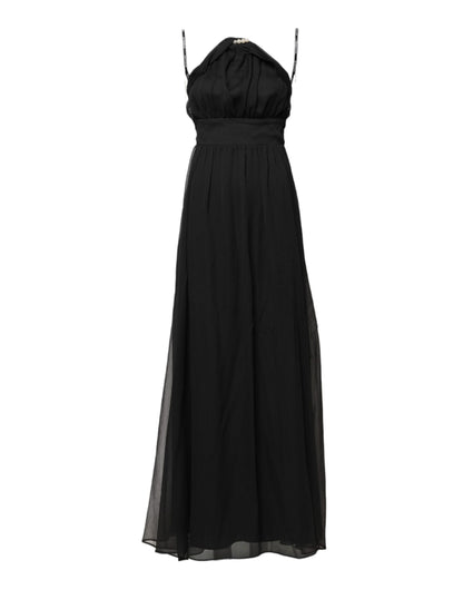 Vestido largo sin mangas de tul negro con perlas de Marciano by Guess