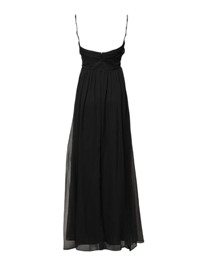 Vestido largo sin mangas de tul negro con perlas de Marciano by Guess